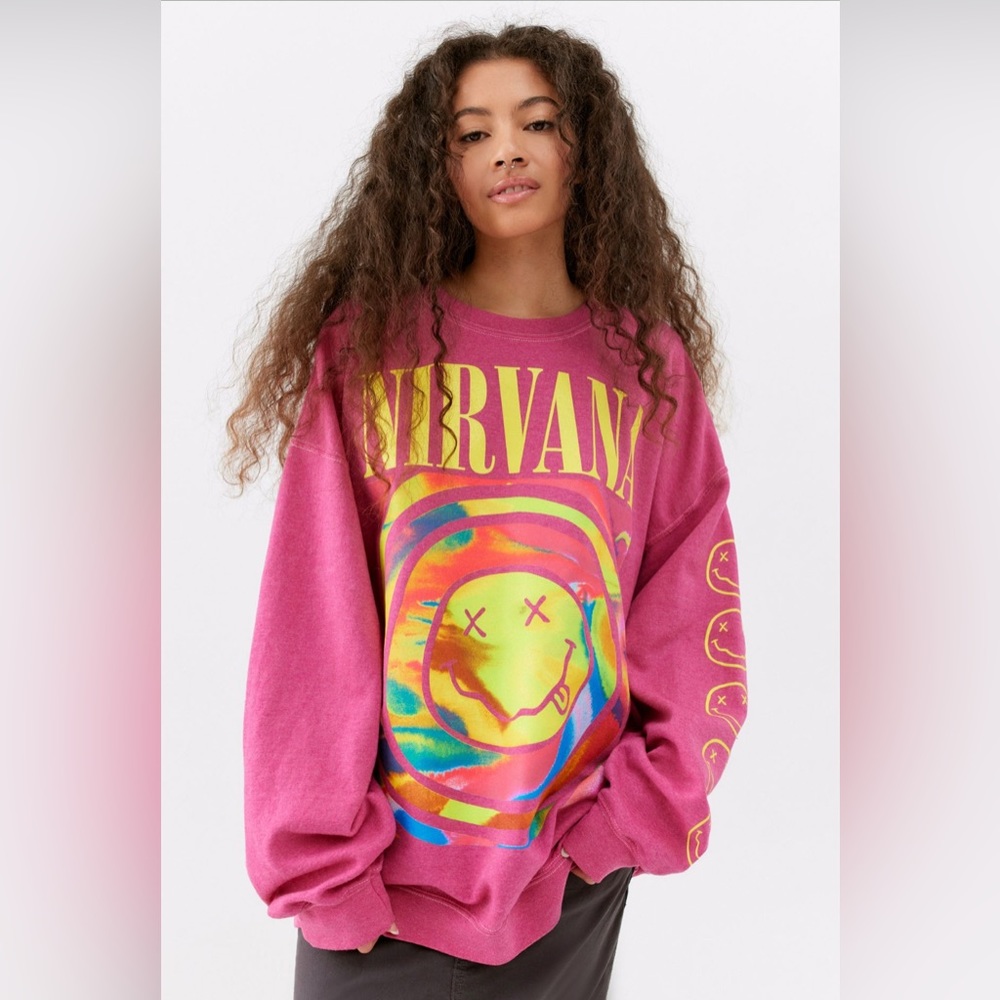 Nirvana smile overdyed sweatshirt UO urban outfitters